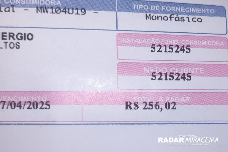 Conta de luz com valores elevados em residência de Miracema