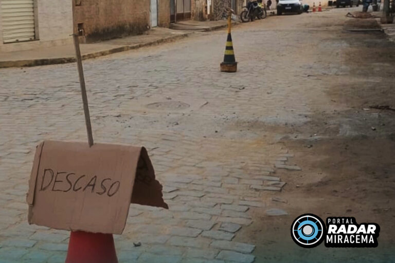 Obra inacabada causa transtornos na Rua Governador Roberto Silveira em Miracema
